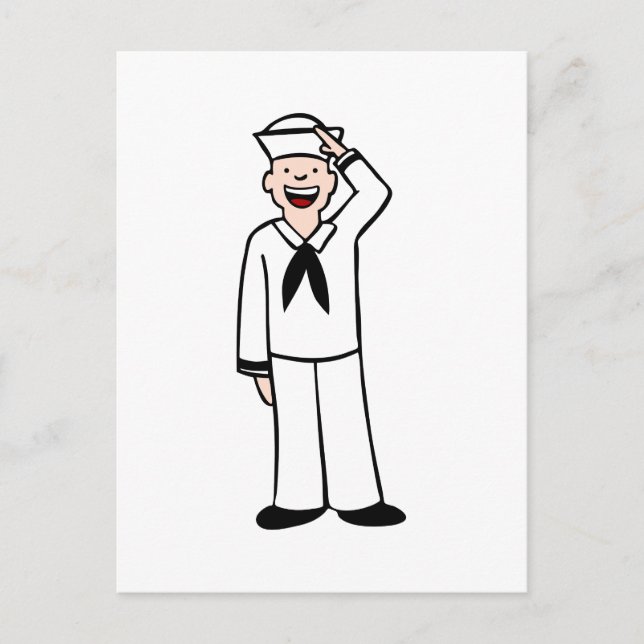 Navy Uniform Man Cartoon Postcard (Front)