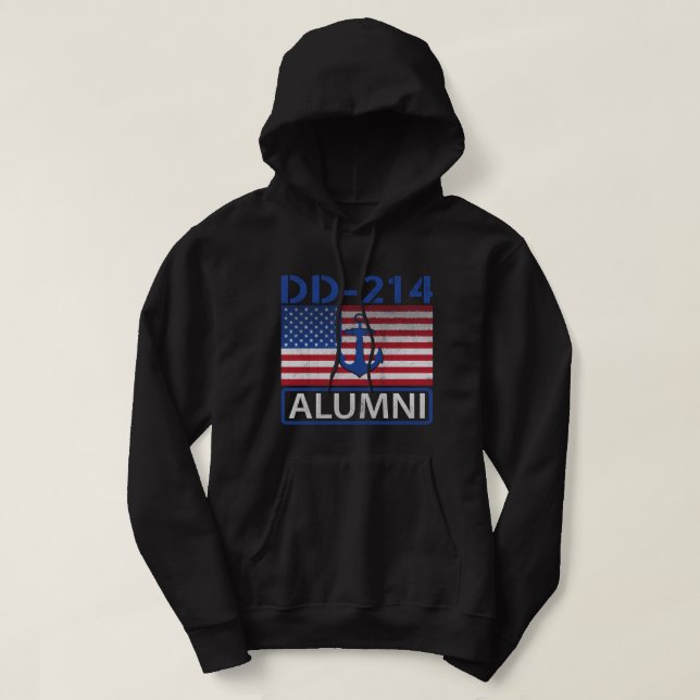 Navy US Flag DD 214 Alumni Gift T Shirt (Design Front)