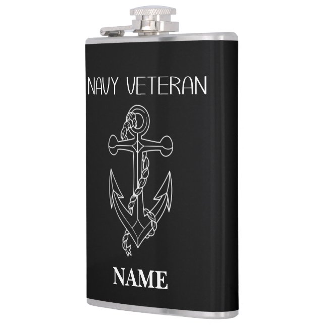 Navy Veteran Personalised Flask (Left)