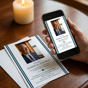 Navy Veteran Photo Digital Death Notice Funeral Invitation