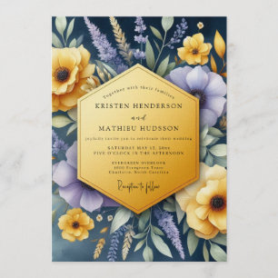 Navy Vibrant Wildflower Wedding Invitation