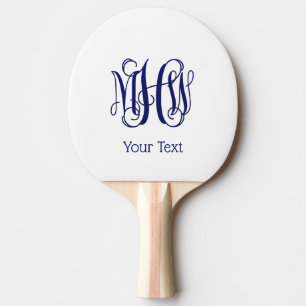Navy Vine Script Monogram DIY BG Ping Pong Paddle