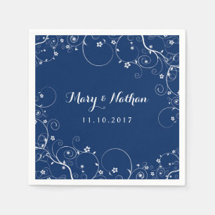 Navy Vines  Custom Wedding Napkins