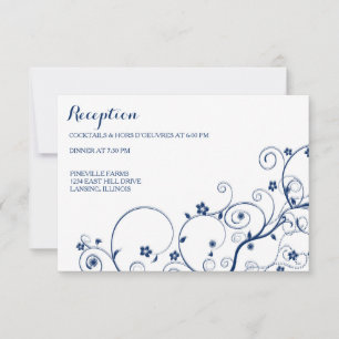 Navy Vines Wedding Reception/Enclosure card