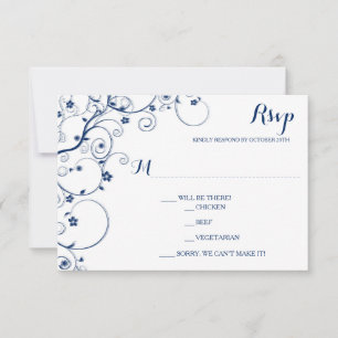 Navy Vines Wedding RSVP Cards