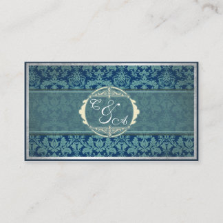 Navy Vintage Damask Wedding place card