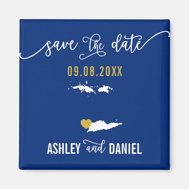 Navy Virgin Islands Wedding Save the Date Map Magnet (Front)