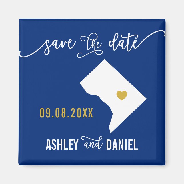 Navy Washington DC Wedding Save the Date D.C. Map Magnet (Front)