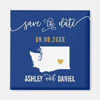 Navy Washington State Wedding Save the Date Map