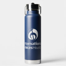Navy Water Bottle w/ Pop-Up Straw