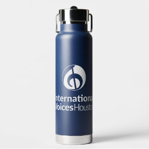 Navy Water Bottle w/ Pop-Up Straw