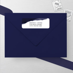 Navy Watercolor Brush Stroke Wedding Address