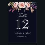 Navy Watercolor Floral Wedding Table Number Cards<br><div class="desc">Matching Wedding collection in our Little Bayleigh Store! Design courtesy of: https://www.etsy.com/shop/SmallHouseBigPony</div>