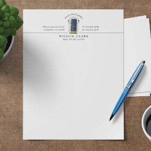 Navy Watercolor Front Door Personalised Company Custom Letterhead