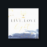 Navy Watercolor Gold Menorah Hanukkah Artwork Canvas Print<br><div class="desc">This Hanukkah canvas features a navy watercolor smudge,  gold foil splashes and a golden menorah with the saying "live,  love light". It makes the perfect decor piece during your Hanukkah festivities.</div>