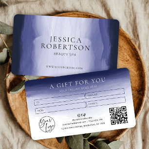 Navy Watercolor Hair Salon Spa Gift Certificate