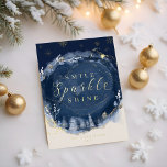 Navy Watercolor Ink & Jewels Snowy Winter Forest<br><div class="desc">Our starry golden jewel abstract winter night gold foil Christmas collection captures royal opulence with a modern abstract twist. Deep navy blues, golden and blue jewels, and hints of blue shades create an elegant winter night ambiance. Design features our hand-drawn navy watercolor abstract ink design with accents of golden jewel,...</div>