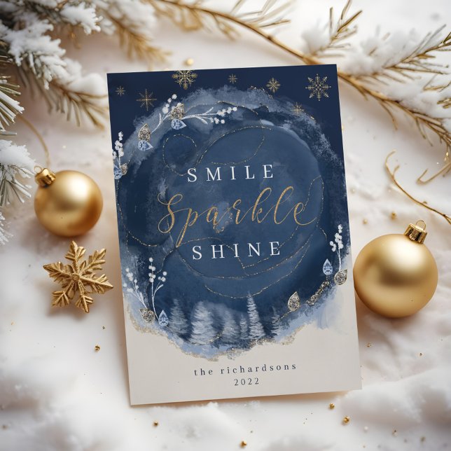 Navy Watercolor Ink & Jewels Winter Night Holiday (Navy Watercolor Ink & Jewels Winter NNavy Watercolor Ink & Jewels Winter Night Holidayight Holiday)