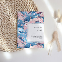 Navy Waves Sakura Blossom Modern Wedding