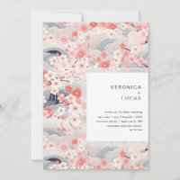 Navy Waves Sakura Blossom Modern Wedding