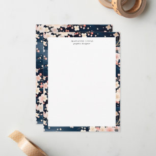 Navy Waves Sakura Elegant Floral Card