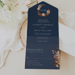 Navy Wedding All In One Invitation