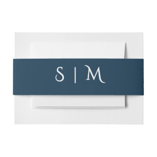 Navy Wedding Belly Band – Initials Invitation Belly Band