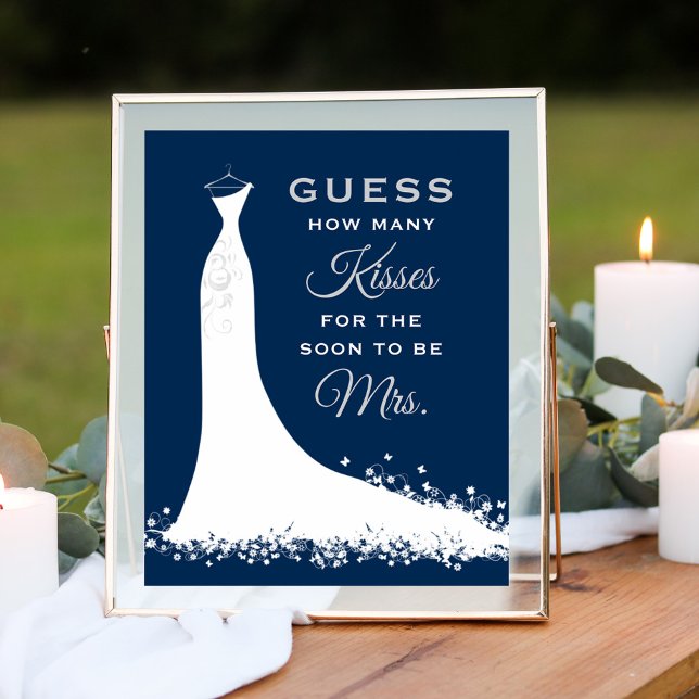 Navy Wedding Gown Bridal Shower Kisses Game Poster (Creator Uploaded)