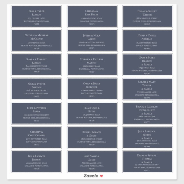 Navy Wedding Guest Address Labels (Sheet)