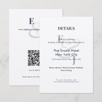 Navy Wedding Hotel Details Card | QR