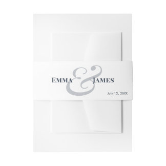 Navy Wedding Invitation Names & Monogram |  Belly Band