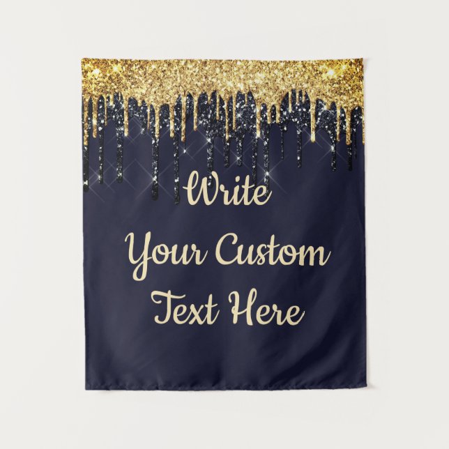 Navy Wedding Photo Booth Backdrop Anniversary Drop Tapestry (Front)