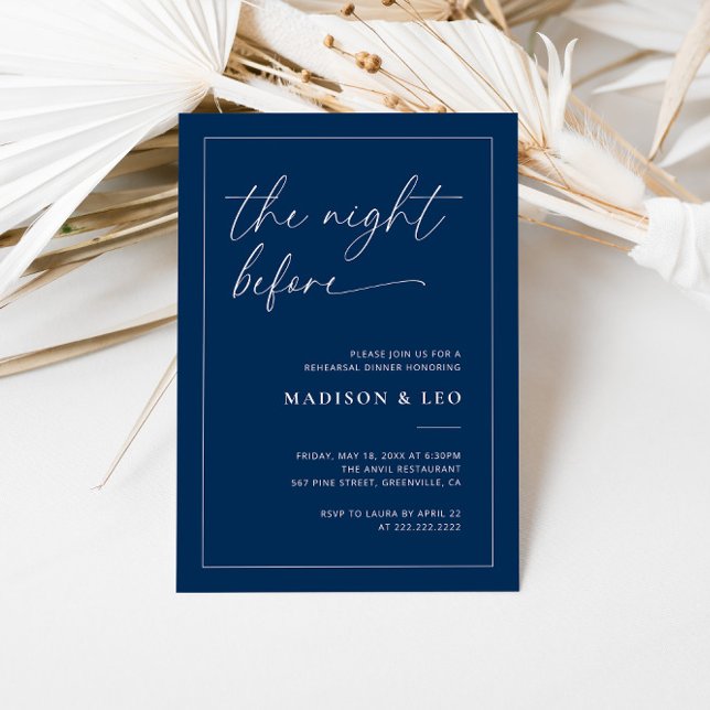 Navy Wedding Rehearsal Dinner Invitation (Creator Uploaded)