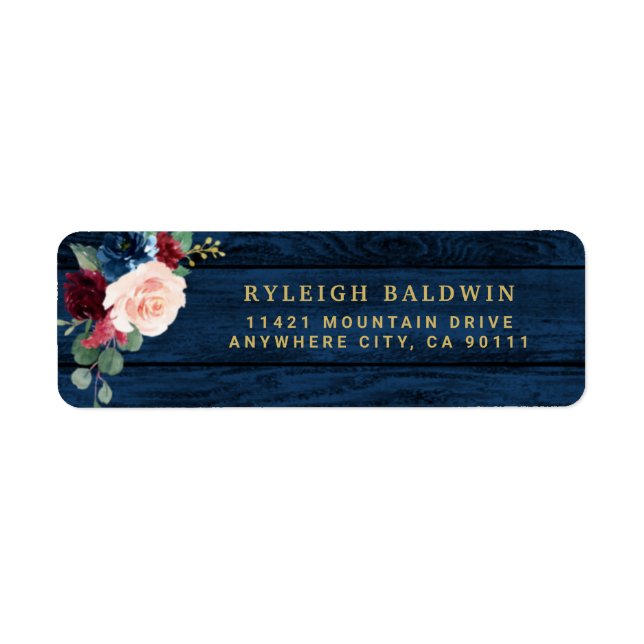 Navy Wedding Return Address Label (Front)
