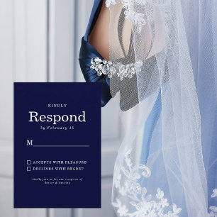 Navy Wedding RSVP Card