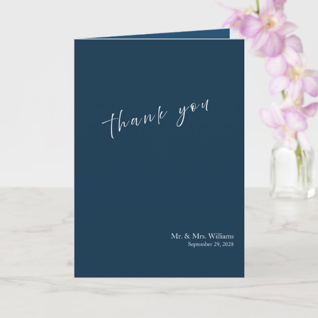 Navy Wedding Thank‑You Card (Orchid)