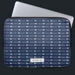 Navy & White Arrows Pattern Monogram Laptop Sleeve<br><div class="desc">Design features a white arrow pattern on a classic navy blue background. Personalise with a name,  monogram,  or text of your choice,  or simply delete the text field and white box to leave blank. Tons of coordinating accessories available in our shop!</div>