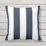 Navy & White Awning Stripe Outdoor Throw Pillow<br><div class="desc">Update tired looking garden and patio furniture with this Navy & White Awning Stripe Waterproof Outdoor Throw Pillow Each outdoor pillow is made from UV and mildew resistant polyester, designed to withstand the weather come rain or shine. Complete the look with coordinating designs from the mix and match outdoor pillow...</div>
