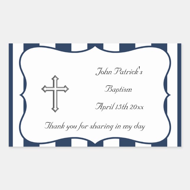 Navy & White Baptism Sticker (Front)