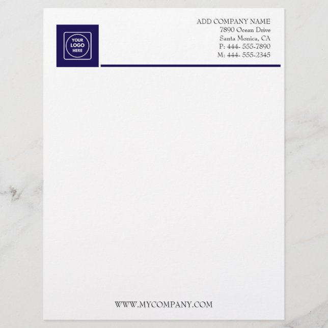 Navy White Basic Business Office letterhead (Front)