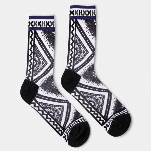 Navy White Boho Pattern Socks