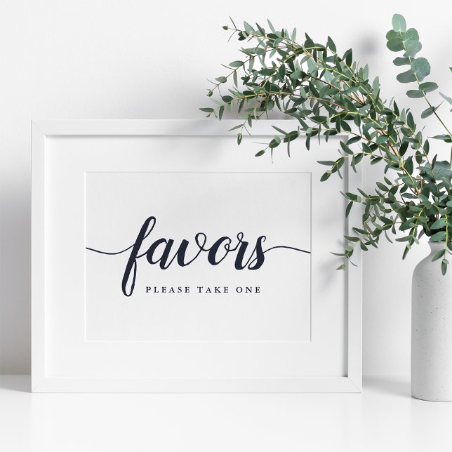 Navy & White Calligraphy Wedding Favour Sign (Creator Uploaded)