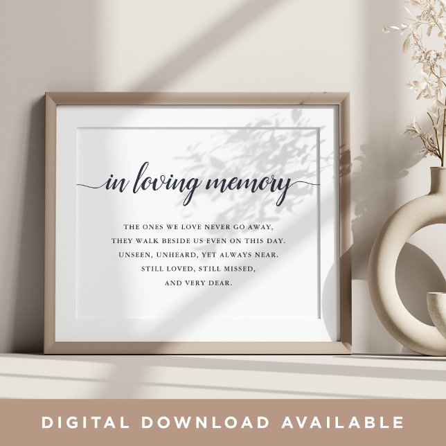 Navy & White Calligraphy Wedding Memorial Sign (Creator Uploaded)