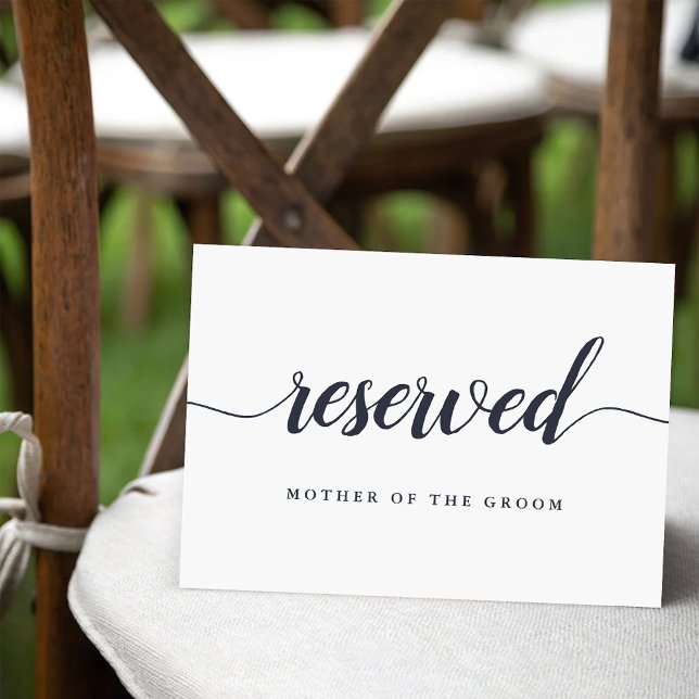 Navy & White Calligraphy Wedding "Reserved" Sign (Creator Uploaded)