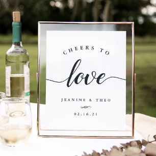 Navy & White Cheers to Love Wedding Sign