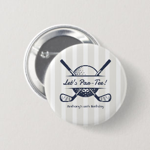 Navy, White & Cloud Dancer Preppy Golf Party 6 Cm Round Badge