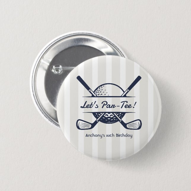 Navy, White & Cloud Dancer Preppy Golf Party 6 Cm Round Badge (Front & Back)