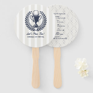 Navy, White & Cloud Dancer Preppy Golf Program Hand Fan