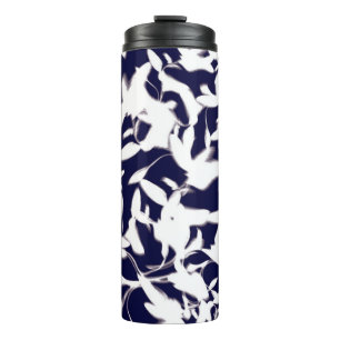 Navy & White colour pattern design made with plant Thermal Tumbler