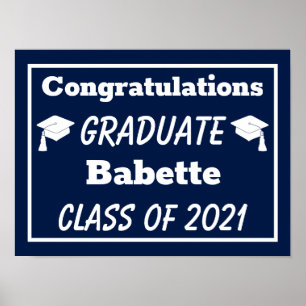 Navy White Congratulations Graduation Poster